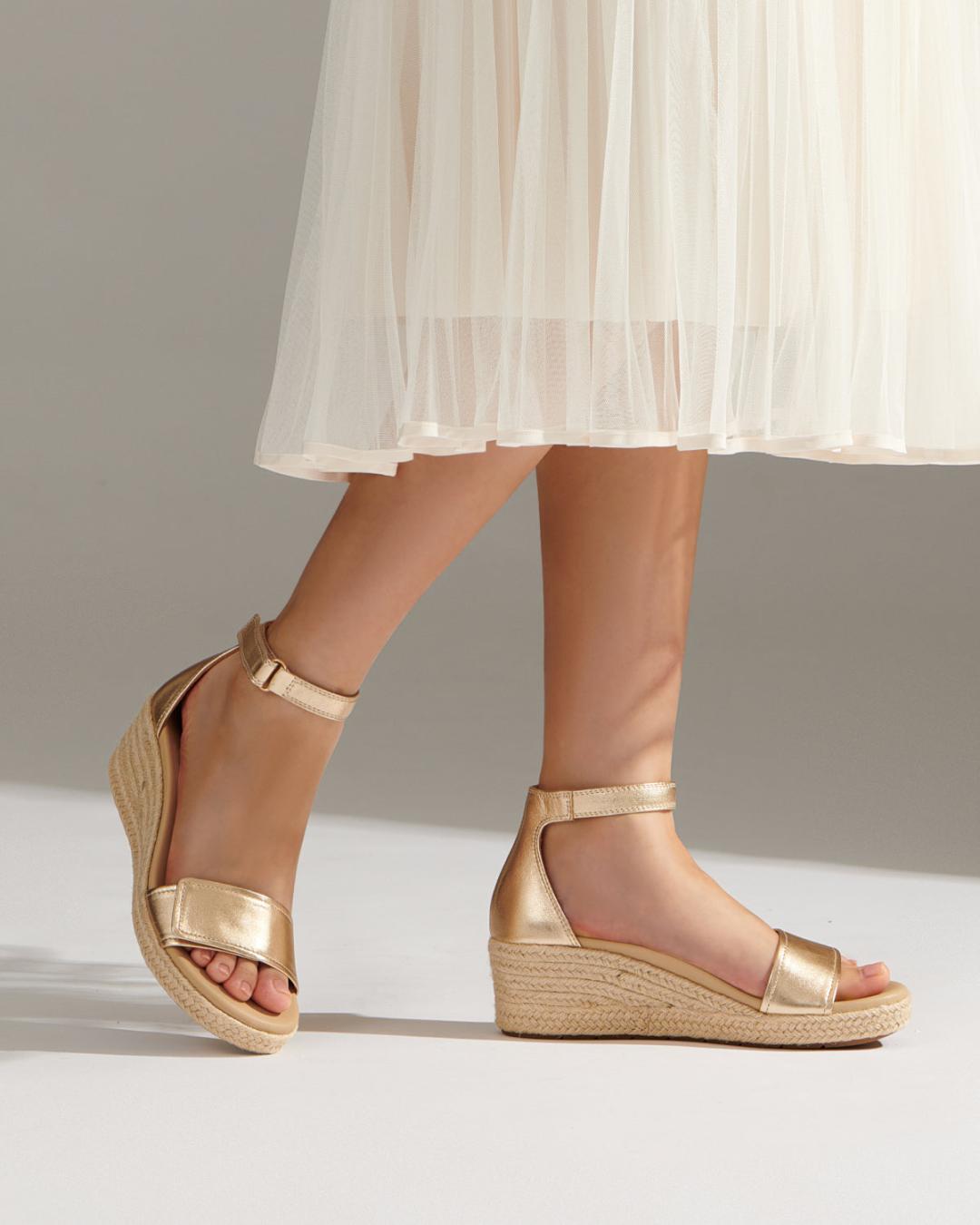 Riviera Ankle Sandal Light Gold Leather | Women ABEO Footwear Sandals