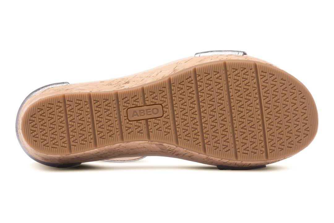 Riviera Ankle Sandal Pewter Metallic Leather | Women ABEO Footwear Sandals