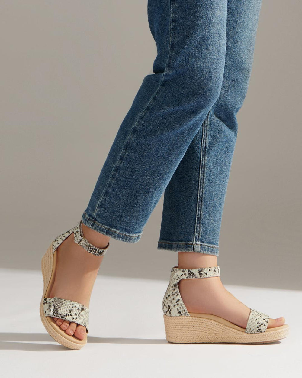 Riviera Ankle Sandal Snake Print Leather | Women ABEO Footwear Sandals