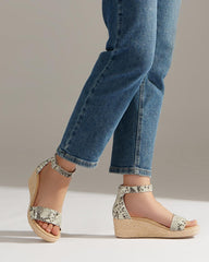 Riviera Ankle Sandal Snake Print Leather | Women ABEO Footwear Sandals