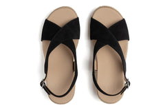 Riviera Cross Black Suede | Women ABEO Footwear Sandals