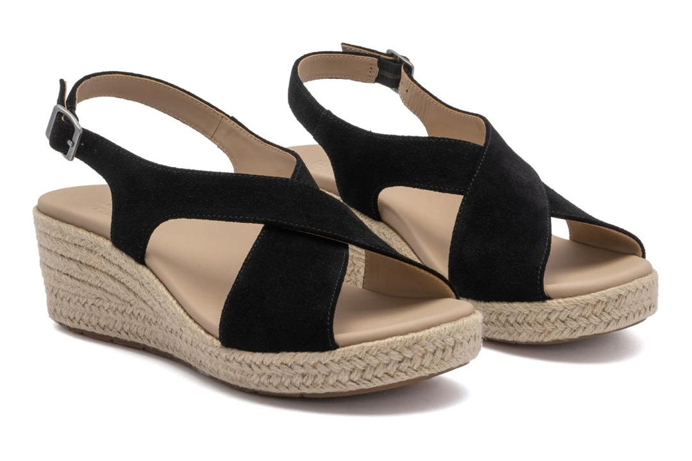 Riviera Cross Black Suede | Women ABEO Footwear Sandals