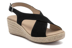 Riviera Cross Black Suede | Women ABEO Footwear Sandals