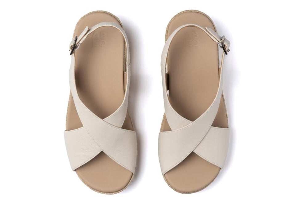 Riviera Cross Off White Leather | Women ABEO Footwear Sandals