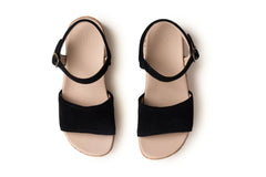 Solstice Buckle Sandal Black Suede | Women ABEO Footwear Sandals