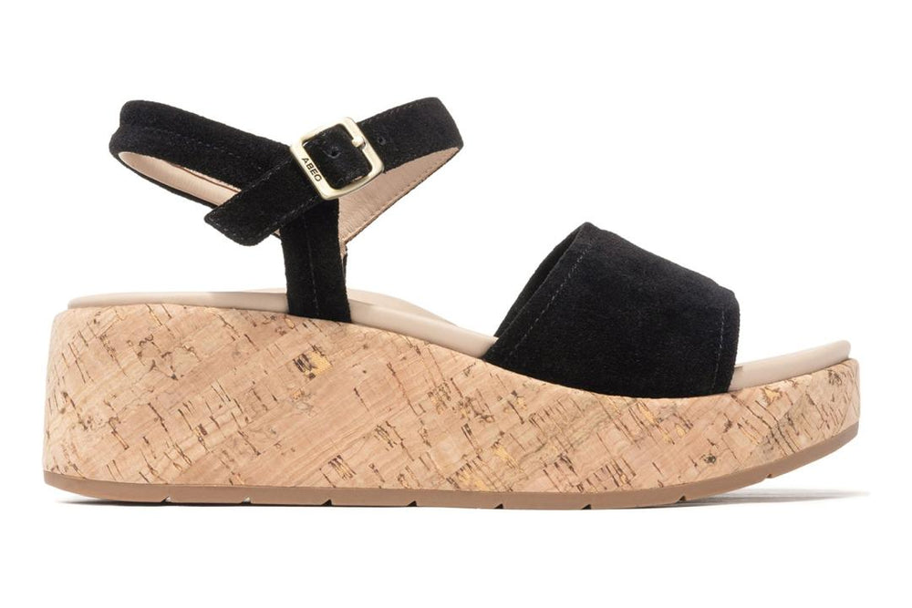 Solstice Buckle Sandal Black Suede | Women ABEO Footwear Sandals