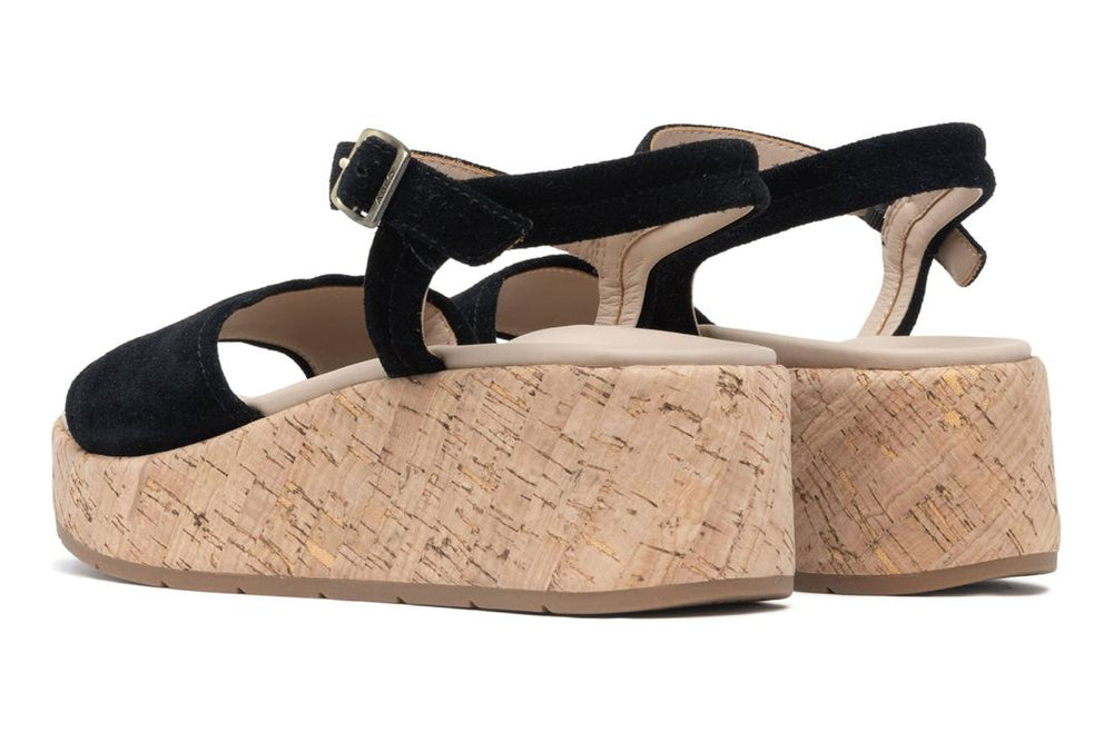 Solstice Buckle Sandal Black Suede | Women ABEO Footwear Sandals