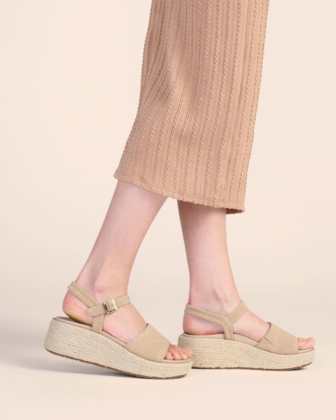 Solstice Buckle Sandal Cuban Sand Suede | Women ABEO Footwear Sandals