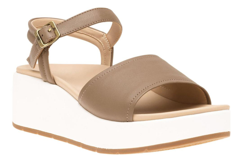 Solstice Buckle Sandal Fossil Leather | Women ABEO Footwear Sandals