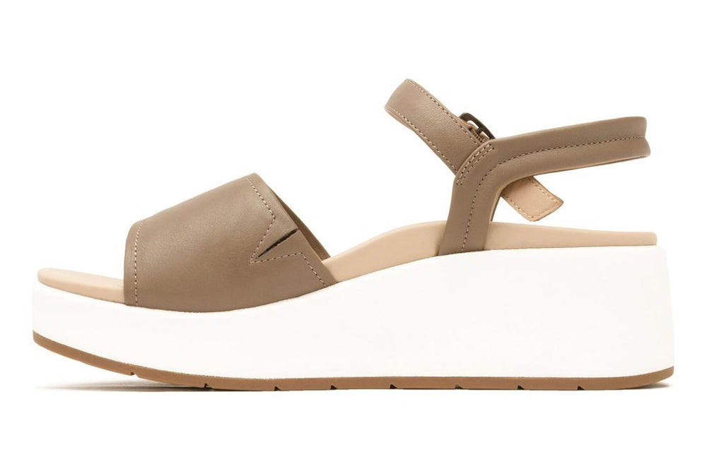 Solstice Buckle Sandal Fossil Leather | Women ABEO Footwear Sandals