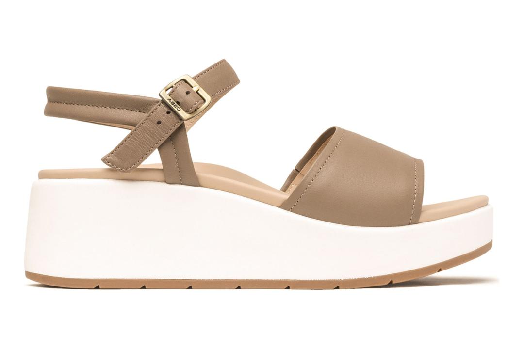 Solstice Buckle Sandal Fossil Leather | Women ABEO Footwear Sandals