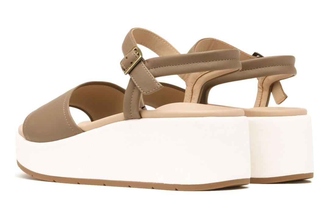 Solstice Buckle Sandal Fossil Leather | Women ABEO Footwear Sandals