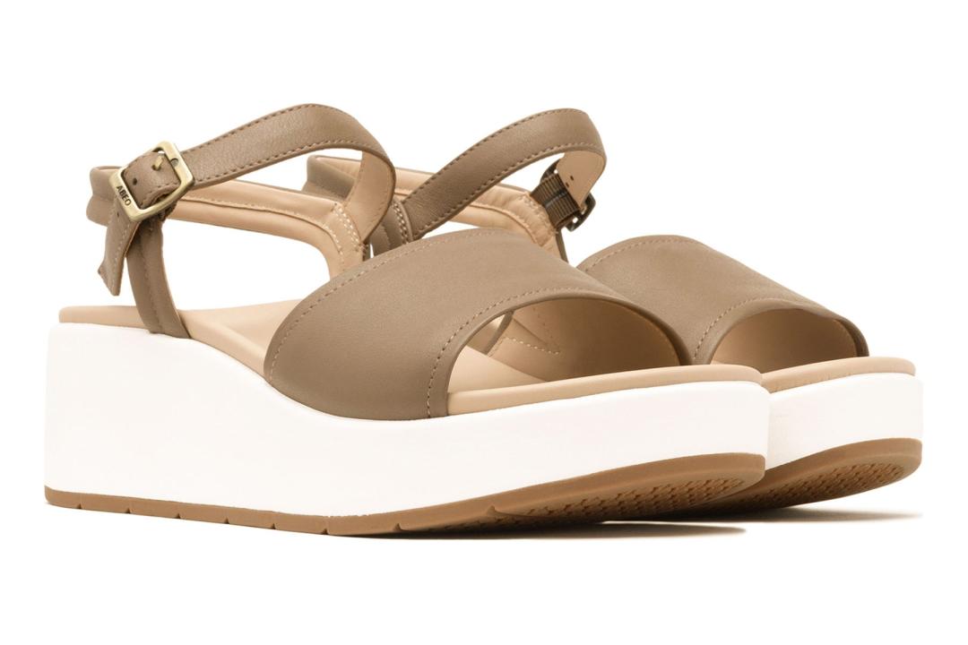 Solstice Buckle Sandal Fossil Leather | Women ABEO Footwear Sandals