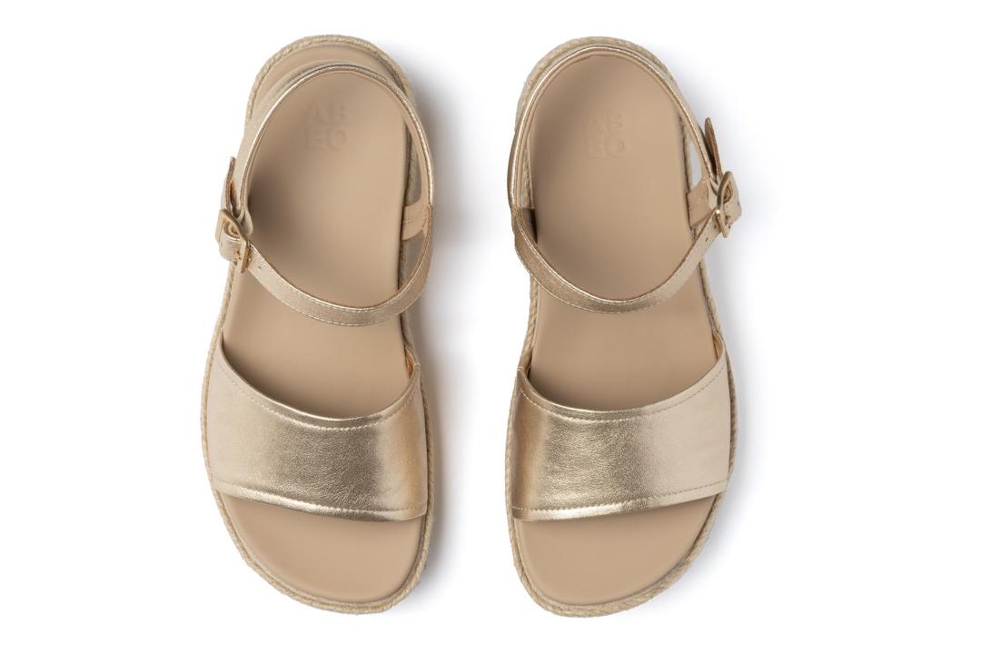 Solstice Buckle Sandal Light Gold Leather | Women ABEO Footwear Sandals