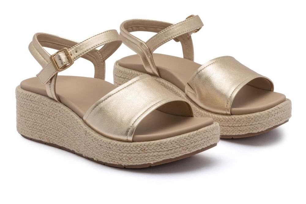 Solstice Buckle Sandal Light Gold Leather | Women ABEO Footwear Sandals