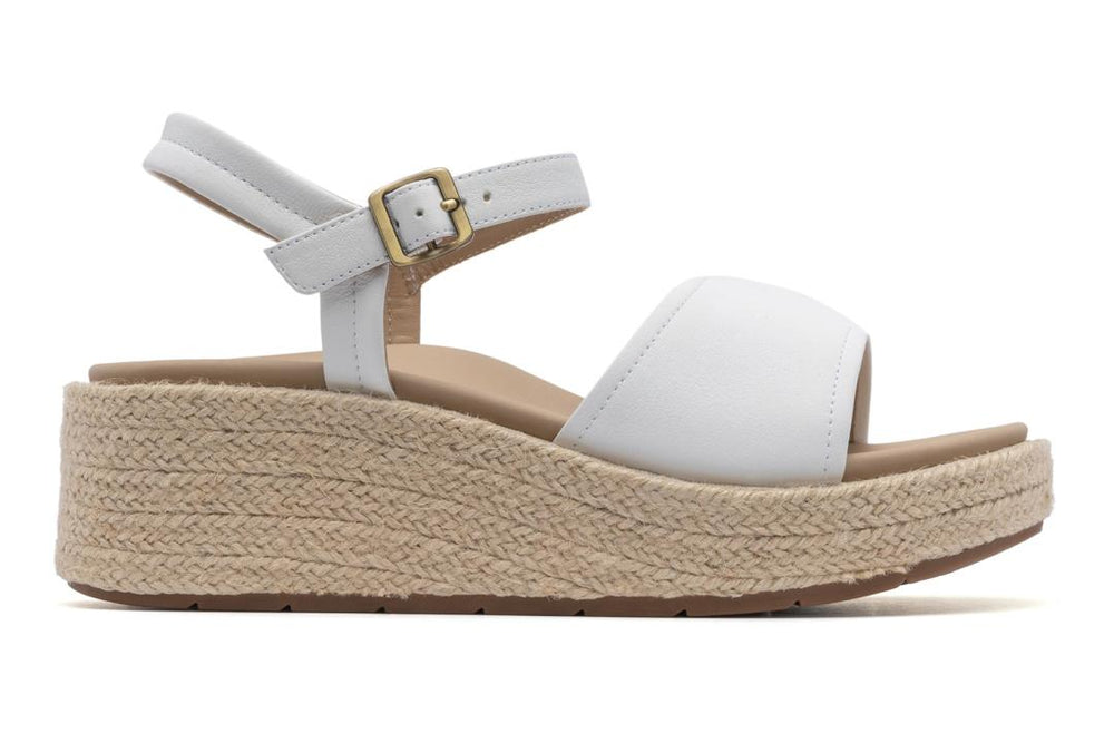 Solstice Buckle Sandal White Leather | Women ABEO Footwear Sandals