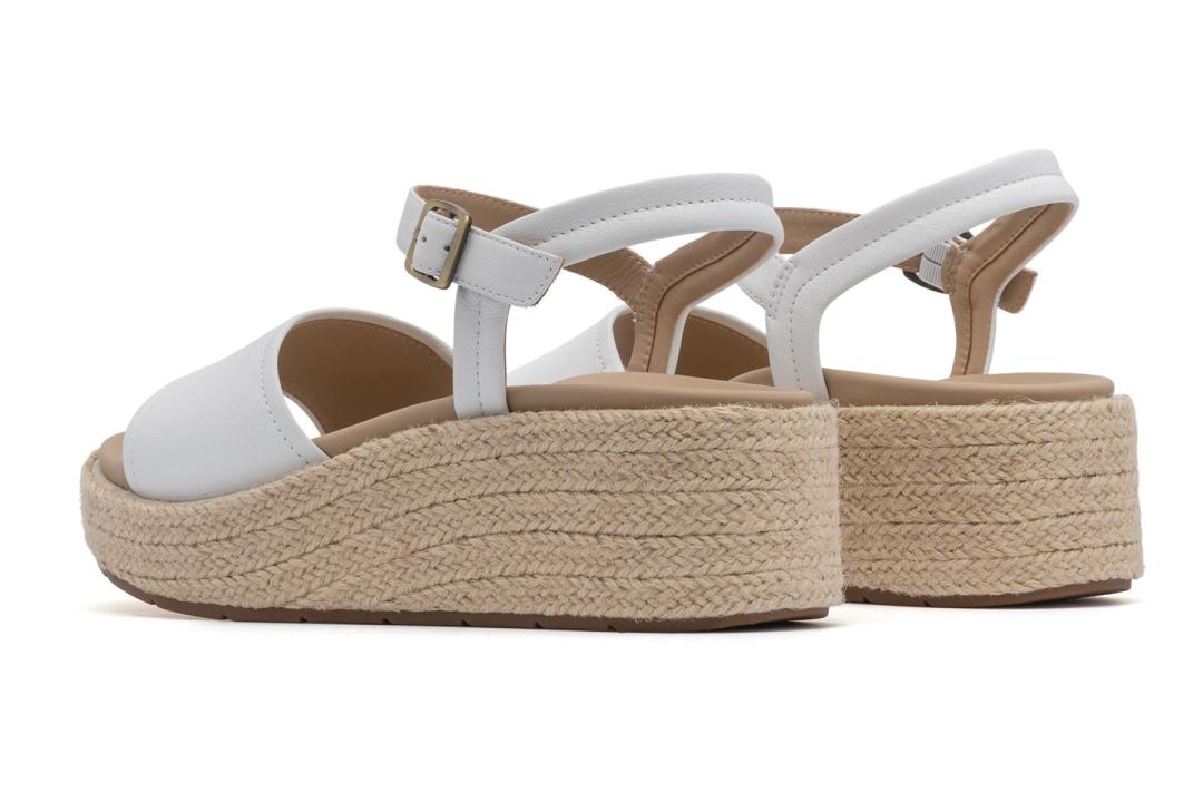 Solstice Buckle Sandal White Leather | Women ABEO Footwear Sandals