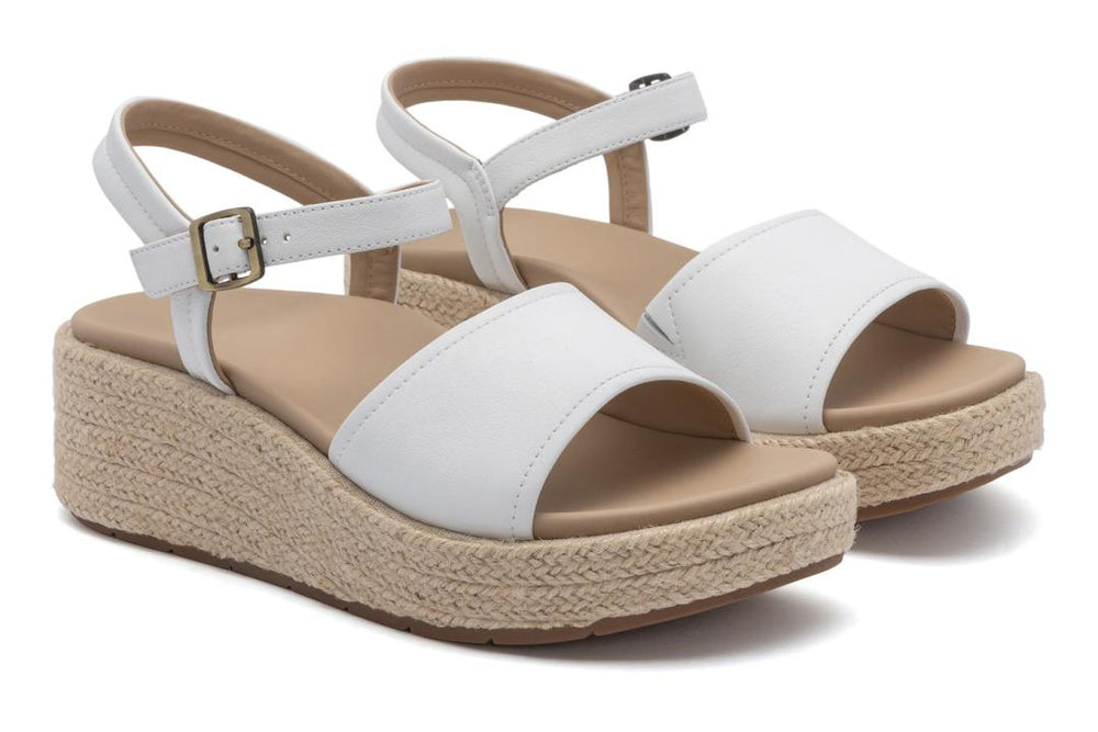 Solstice Buckle Sandal White Leather | Women ABEO Footwear Sandals