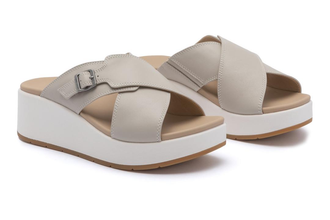 Solstice Cross Slide Beige | Women ABEO Footwear Sandals