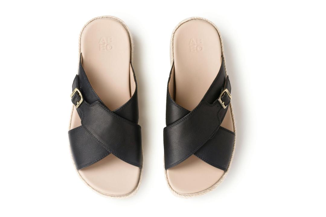 Solstice Cross Slide Black | Women ABEO Footwear Sandals
