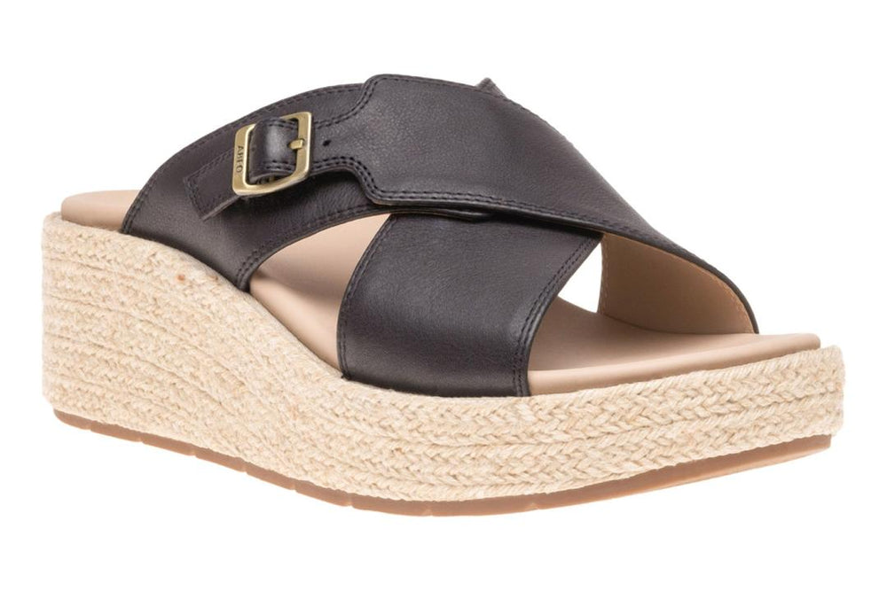 Solstice Cross Slide Black | Women ABEO Footwear Sandals