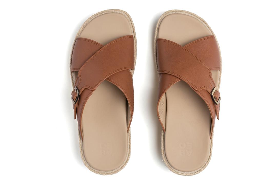Solstice Cross Slide Dark Tan | Women ABEO Footwear Sandals