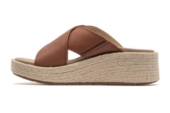 Solstice Cross Slide Dark Tan | Women ABEO Footwear Sandals