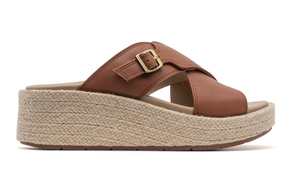 Solstice Cross Slide Dark Tan | Women ABEO Footwear Sandals