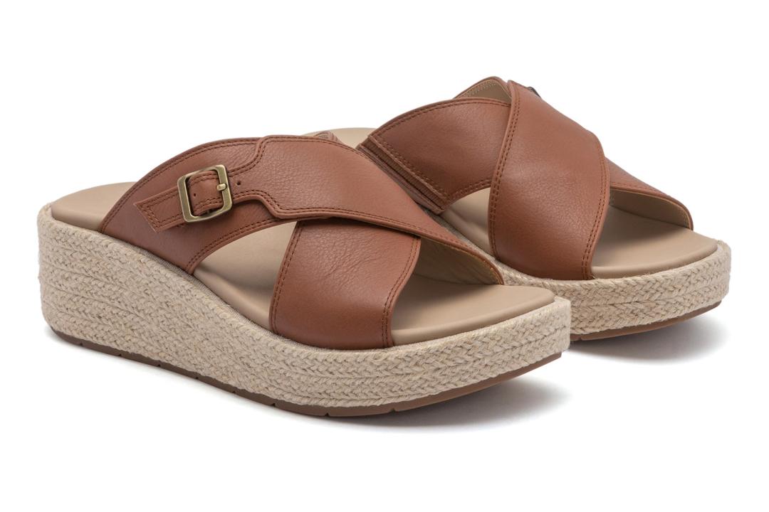 Solstice Cross Slide Dark Tan | Women ABEO Footwear Sandals