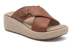 Solstice Cross Slide Dark Tan | Women ABEO Footwear Sandals