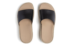 Solstice Slide Black Leather | Women ABEO Footwear Sandals