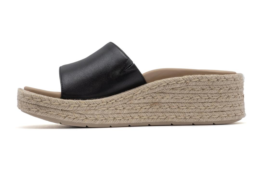 Solstice Slide Black Leather | Women ABEO Footwear Sandals
