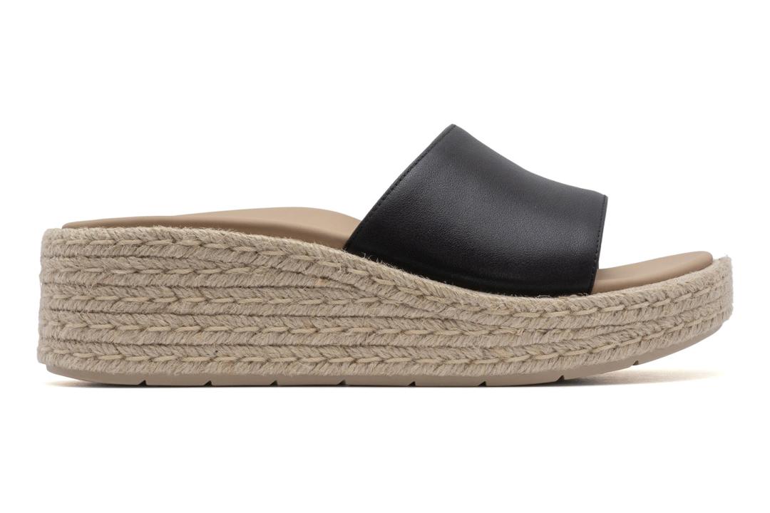 Solstice Slide Black Leather | Women ABEO Footwear Sandals