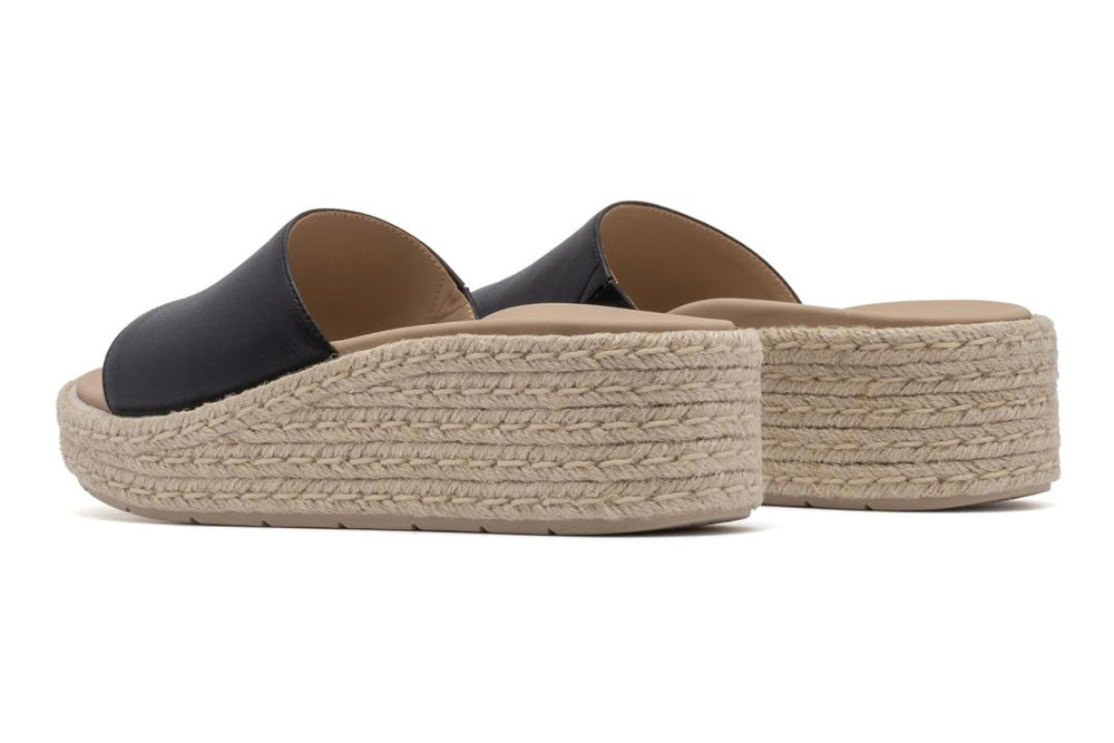 Solstice Slide Black Leather | Women ABEO Footwear Sandals