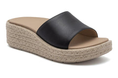 Solstice Slide Black Leather | Women ABEO Footwear Sandals