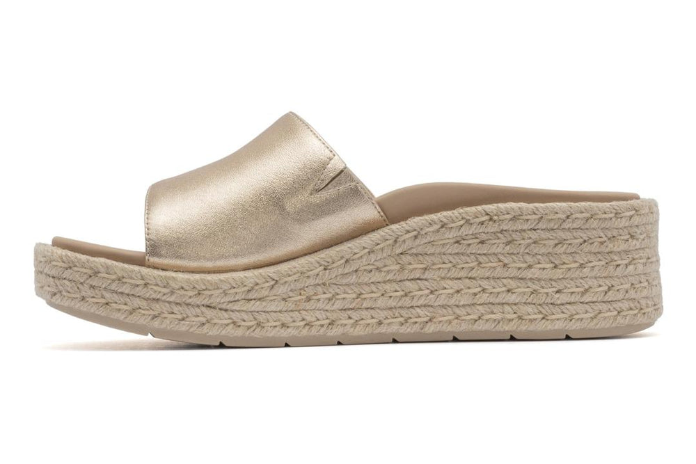 Solstice Slide Light Gold Leather | Women ABEO Footwear Sandals
