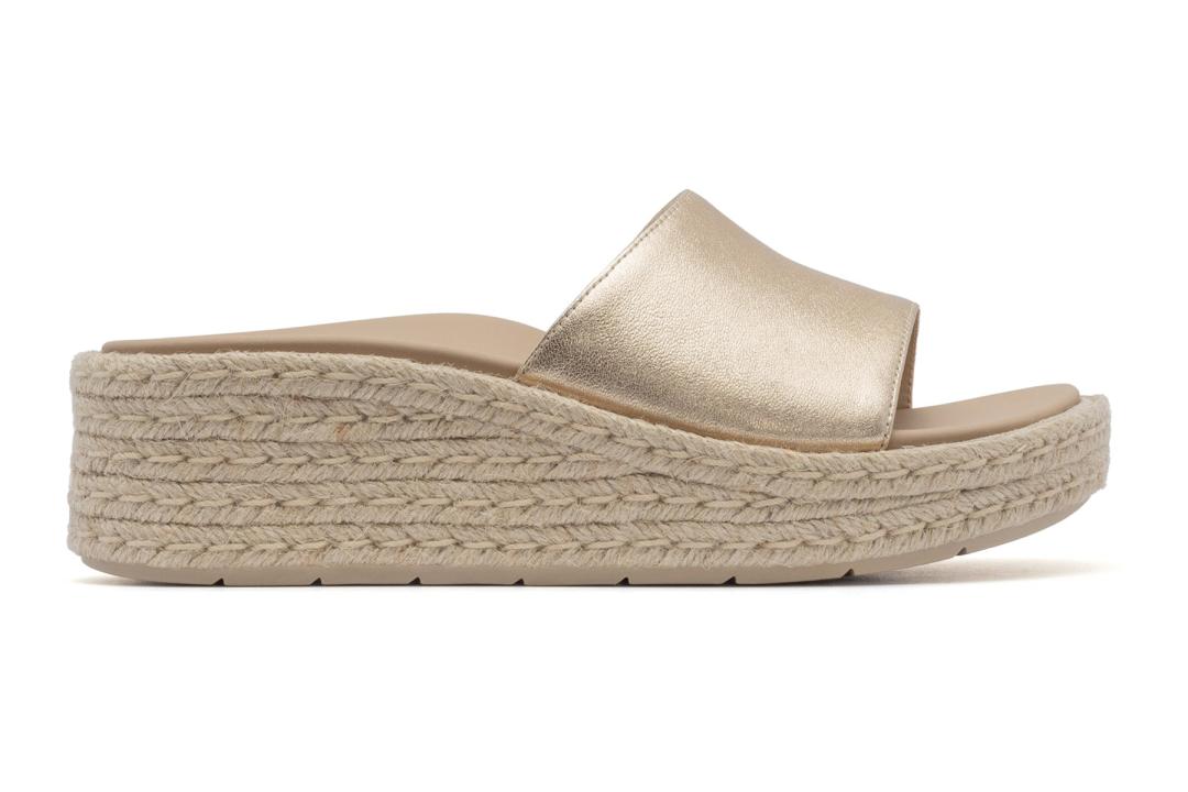 Solstice Slide Light Gold Leather | Women ABEO Footwear Sandals