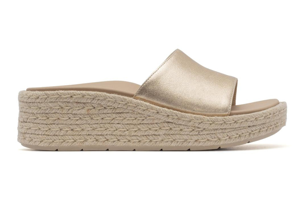 Solstice Slide Light Gold Leather | Women ABEO Footwear Sandals