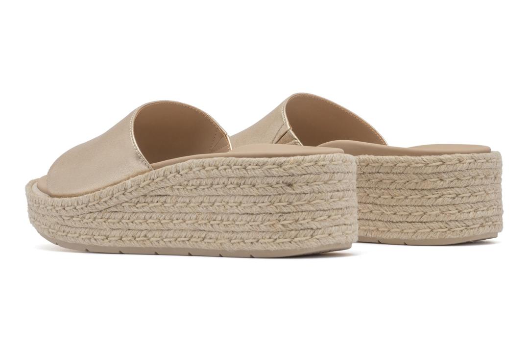 Solstice Slide Light Gold Leather | Women ABEO Footwear Sandals