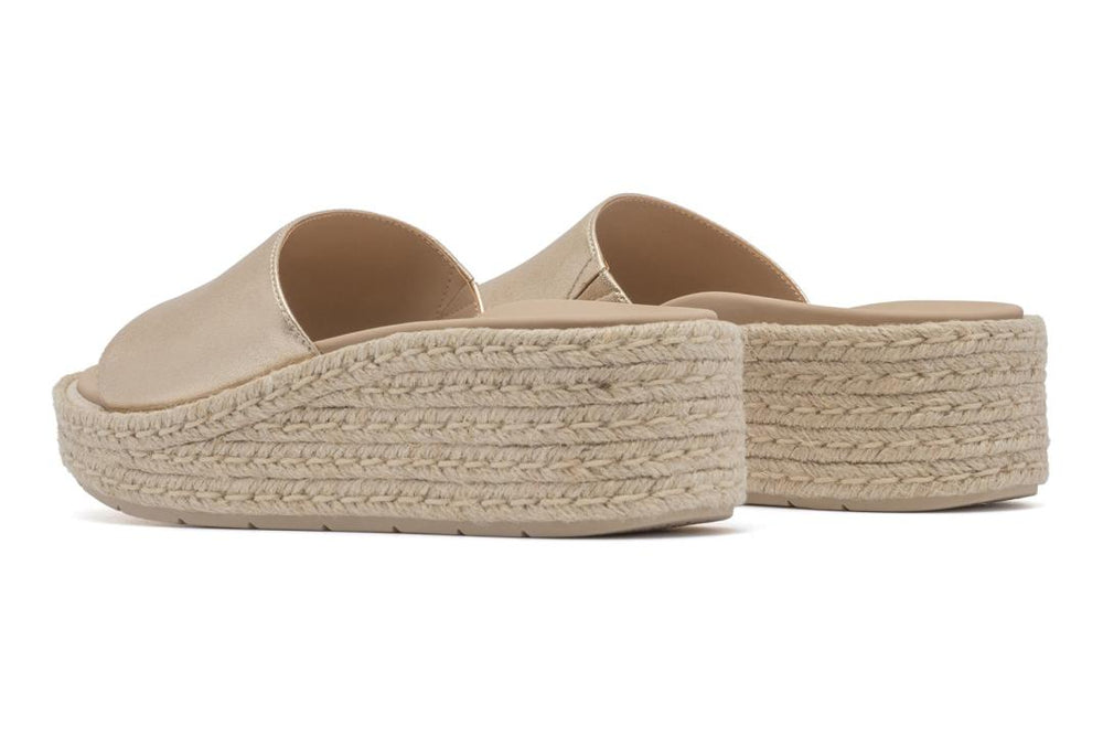 Solstice Slide Light Gold Leather | Women ABEO Footwear Sandals