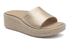 Solstice Slide Light Gold Leather | Women ABEO Footwear Sandals