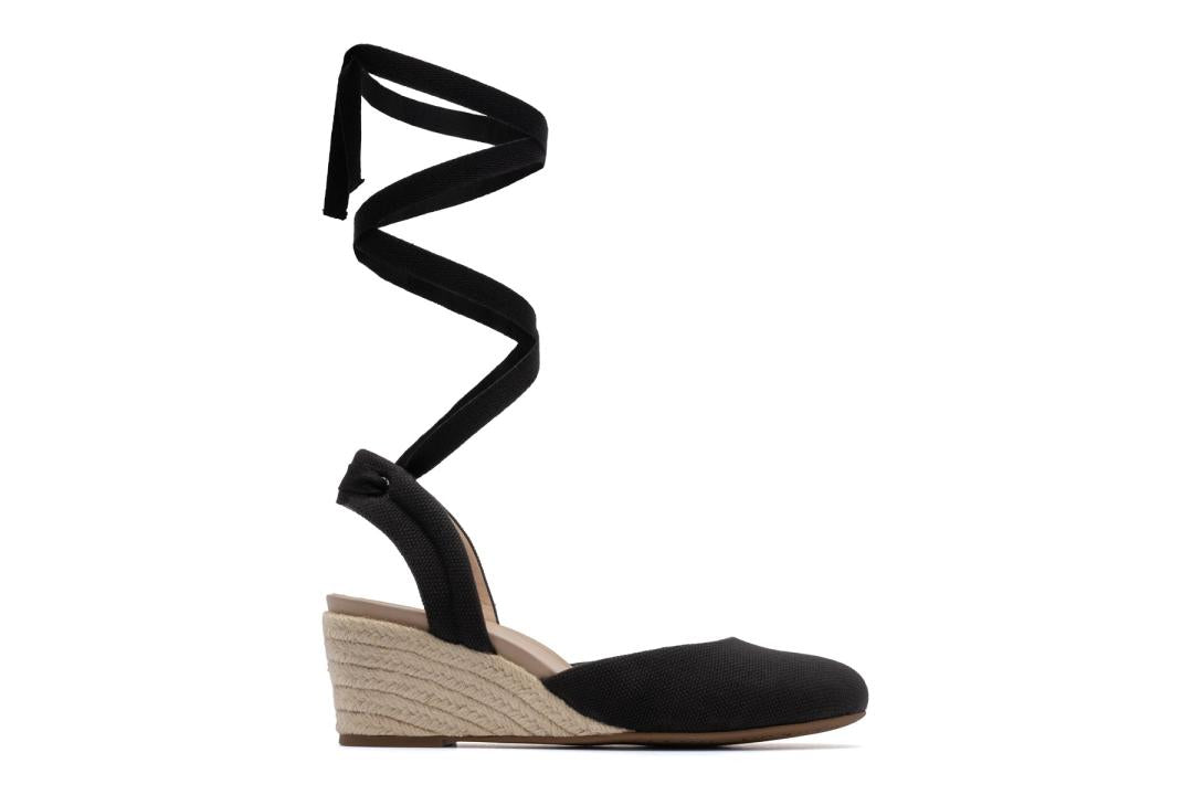 Veranda Espadrille Lace Black Canvas | Women ABEO Footwear Dress