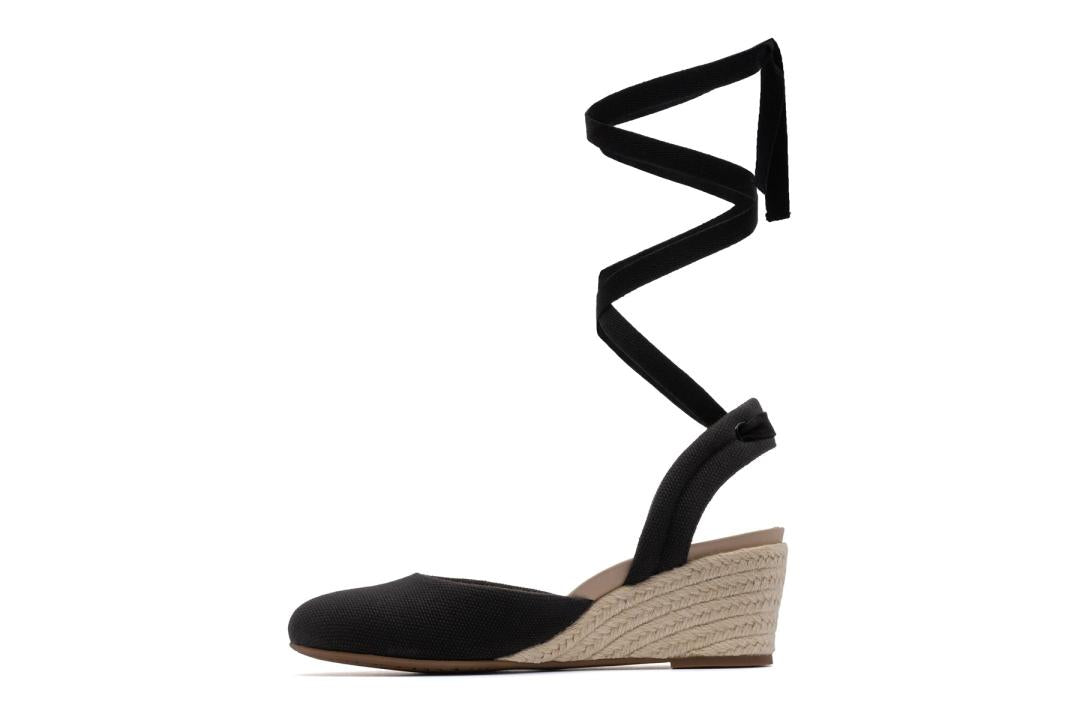 Veranda Espadrille Lace Black Canvas | Women ABEO Footwear Dress