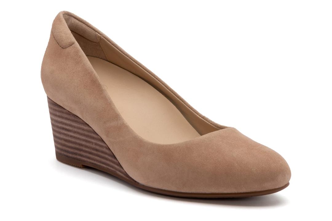 Veranda Stacked Beige Suede | Women ABEO Footwear Dress