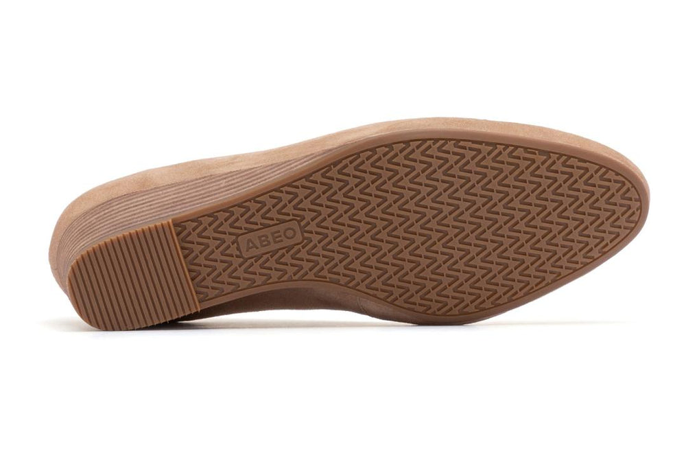 Veranda Stacked Beige Suede | Women ABEO Footwear Dress