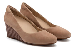 Veranda Stacked Beige Suede | Women ABEO Footwear Dress