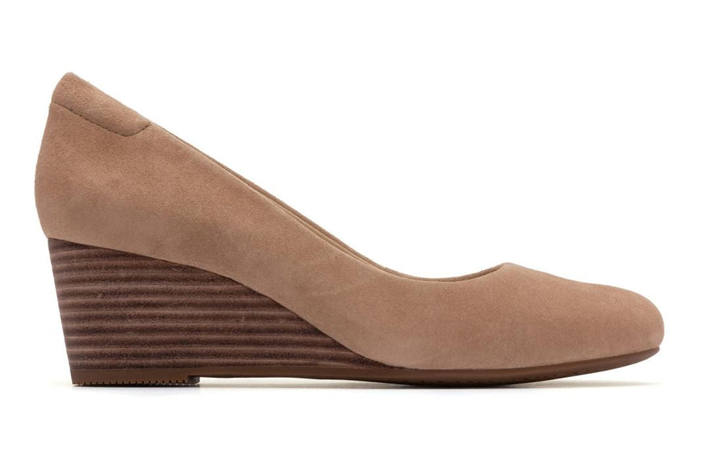 Veranda Stacked Beige Suede | Women ABEO Footwear Dress