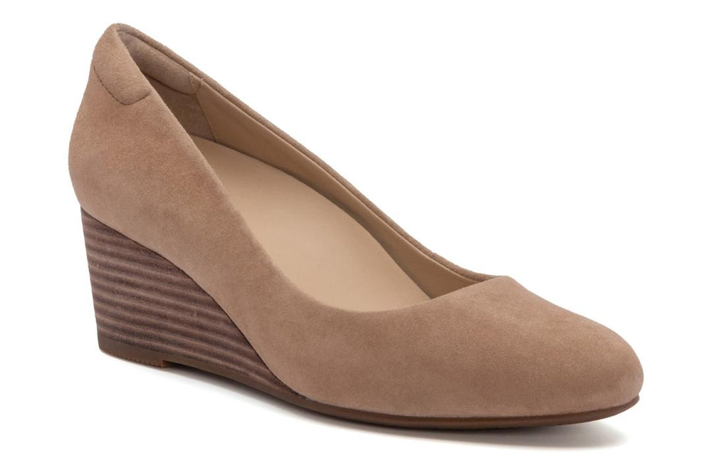 Veranda Stacked Beige Suede | Women ABEO Footwear Dress