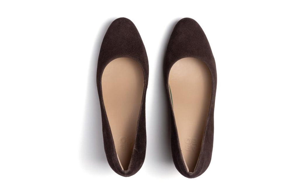 Veranda Stacked Dark Brown Suede | Women ABEO Footwear Dress