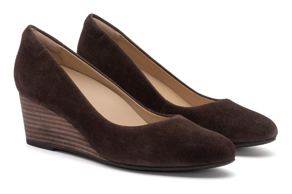 Veranda Stacked Dark Brown Suede | Women ABEO Footwear Dress